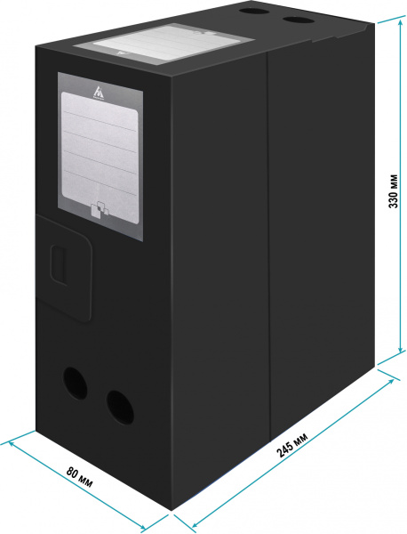 Короб архивный вырубная застежка Бюрократ -BA80/08BLCK пластик 0.8мм корешок 80мм 330х245мм черный