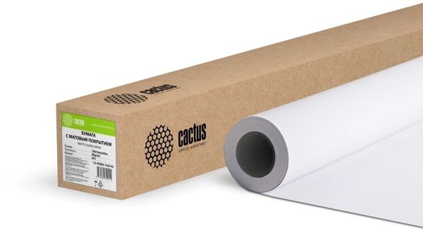 Бумага Cactus CS-PM90-106745 42"(A0+) 1067мм-45м/90г/м2/белый CIE155% матовое универсальная (с покрытием) втулка:50.8мм (2") (упак.:1рул)