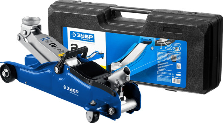 Домкрат Зубр Профессионал T35 подкатной гидравлический синий (43056-2-K)