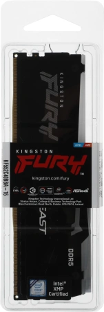 Память DDR5 16Gb 5200MHz Kingston KF552C40BBA-16 Fury Beast Black RGB RTL Gaming PC5-41600 CL40 DIMM 288-pin 1.25В single rank с радиатором Ret