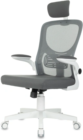 Кресло Бюрократ ASTER NH-W темно-серый TW-04 Neo Grey сетка/ткань с подголов. крестов. пластик пластик белый