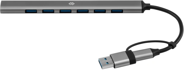 Разветвитель USB-C+ USB-A Digma DHUB-7USB-AC-2.0 7порт. черный