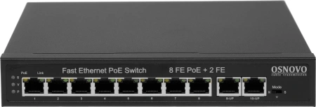 Коммутатор Osnovo SW-21000(120W) 2SFP 8PoE 120W неуправляемый