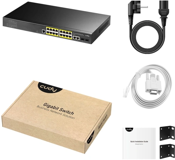 Коммутатор Cudy GS2018PS2-200W 16x1Гбит/с 2SFP 16PoE 16PoE+ управляемый