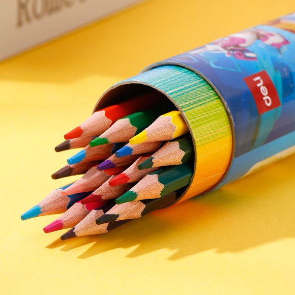 Карандаши цв. Deli EC00817 Super Wings шестигран. тополь 18цв. туба пл.