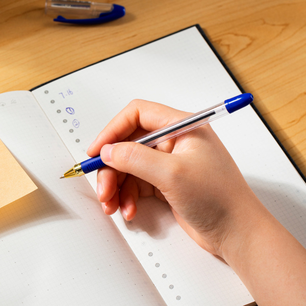 Ручка шариков. Deli Arris Golden CQ40-BL прозрачный d=0.7мм син. черн.