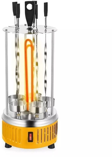 Шашлычница электрическая Kitfort КТ-1408 900Вт нержавеющая сталь/желтый