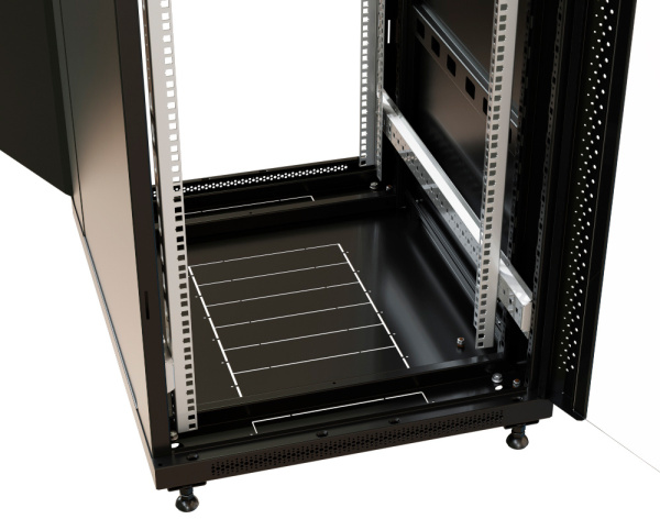 Шкаф коммутационный WRline (WR-TT-2766-AS-RAL9004) напольный 27U 600x600мм пер.дв.стекл задн.дв.стал.лист 2 бок.пан. направл.под винты 800кг черный 510мм 1388мм IP20 сталь