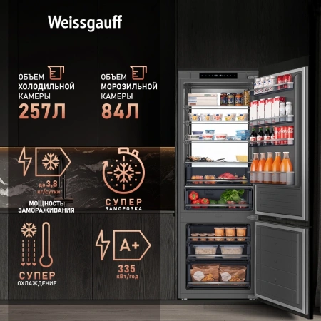 Холодильник Weissgauff WRKI 1970 Total NoFrost Inverter Premium EcoFresh 2-хкамерн. инвертер (433160)