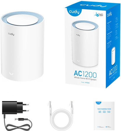 Бесшовный Mesh роутер Cudy M1200 (M1200(1-PACK)) AC1200 10/100BASE-TX белый