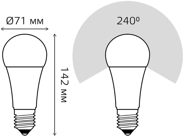 Лампа светодиодная Gauss Elementary 25Вт цок.:E27 груша 220B 3000K св.свеч.бел.теп. A67 (упак.:10шт) (73215)