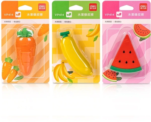 Ластик Deli VP414wat VP414PINK арбуз 54x23x16мм ТПР розовый блистер с европодвесом