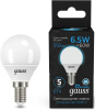Лампа светодиодная Gauss 105101307 6.5Вт цок.:E14 шар 220B 6500K св.свеч.бел.хол. (упак.:10шт)
