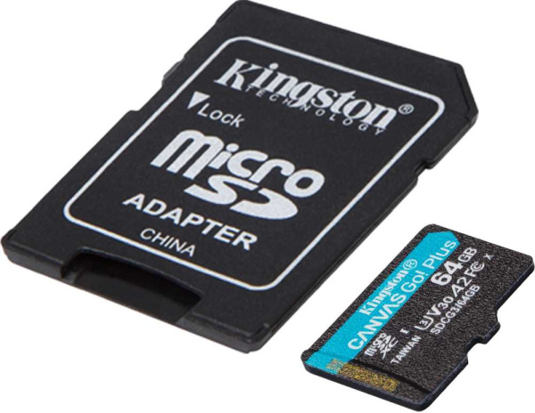 Флеш карта microSDXC 64Gb Class10 Kingston SDCG3/64GB Canvas Go! Plus + adapter