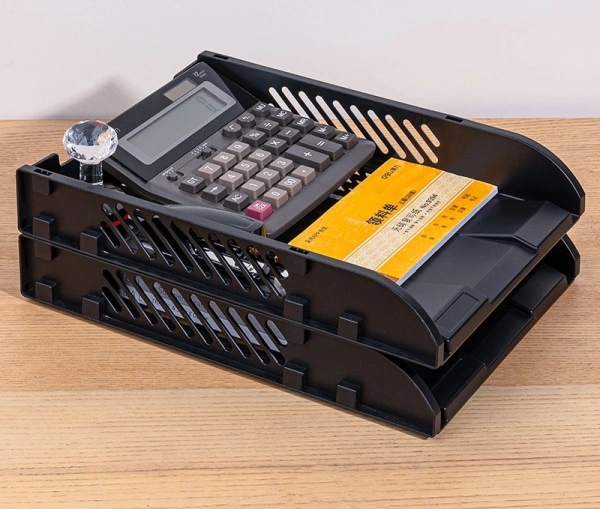 Лоток горизонтальный Deli E9212 BLACK E9212 сборный для бумаг 325x241x155мм черный пластик (упак.:2шт) пластиковый пакет