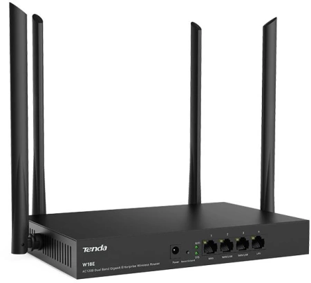 Роутер беспроводной Tenda W18E AC1200 10/100/1000BASE-TX черный