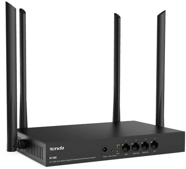 Роутер беспроводной Tenda W18E AC1200 10/100/1000BASE-TX черный