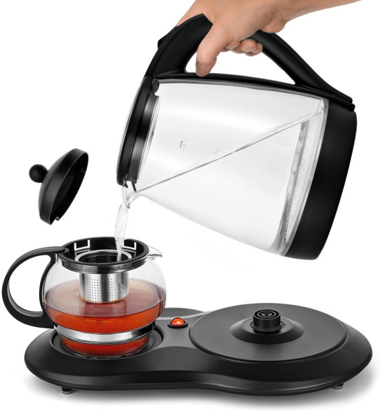 Чайный набор Kitfort КТ-6178 2л. 1500Вт черный (стекло/пластик)