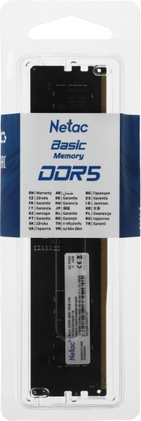 Память DDR5 16GB 4800MHz Netac NTBSD5P48SP-16 Basic RTL Gaming PC5-38400 CL40 DIMM ECC 288-pin 1.1В