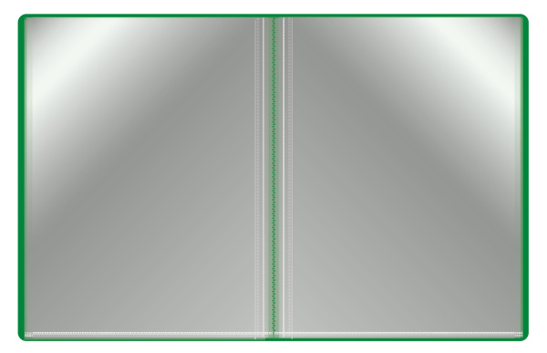 Папка с 40 прозр.вклад. Бюрократ -BPV40GRN A4 пластик 0.65мм торц.карм с бум. встав зеленый