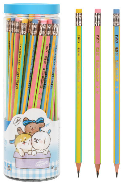 Карандаш ч/г Deli EU52606-1 miYou 2B трехгран. липа туба пл. (1шт) ластик