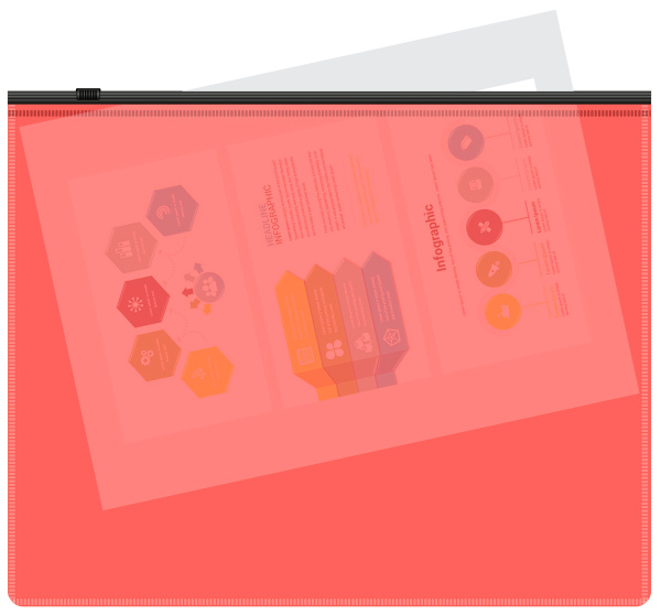 Папка на молнии ZIP Бюрократ -BPM5APINKBL A5 полипропилен 0.15мм коралловый цвет молнии черный