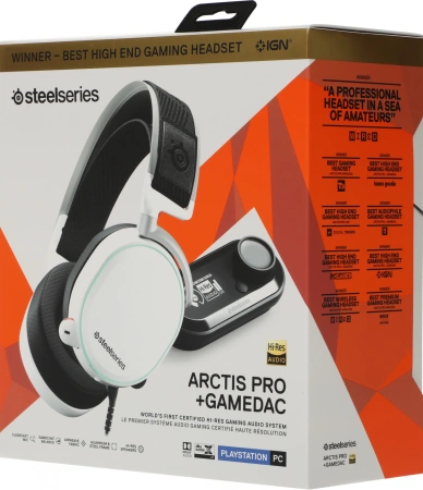 Наушники с микрофоном Steelseries Arctis Pro + GameDAC белый 3м мониторные оголовье (61454)
