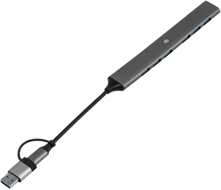 Разветвитель USB-C+ USB-A Digma DHUB-7USB-AC-3.0 7порт. черный