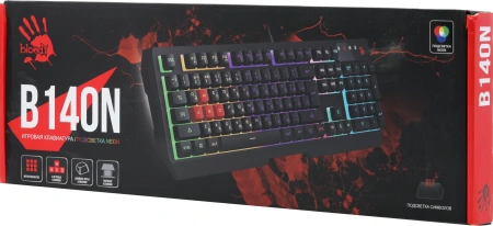Клавиатура A4Tech Bloody B140N черный USB Multimedia for gamer LED (подставка для запястий) (B140N)