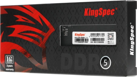 Память DDR5 8GB 4800MHz Kingspec KS4800D5P11008G RTL PC5-38400 CL40 DIMM 288-pin 1.1В single rank Ret