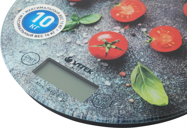 Весы кухонные электронные Vitek VT-8036 макс.вес:10кг серый/помидоры