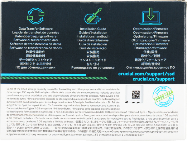 Накопитель SSD Crucial S SATA-III 500GB CT500BX500SSD1 BX500 2.5"