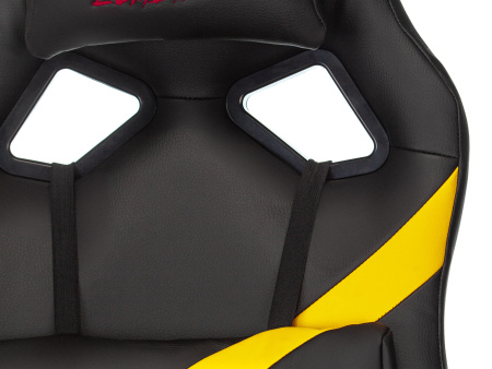 Кресло игровое Zombie DRIVER черный/желтый эко.кожа с подголов. крестов. пластик