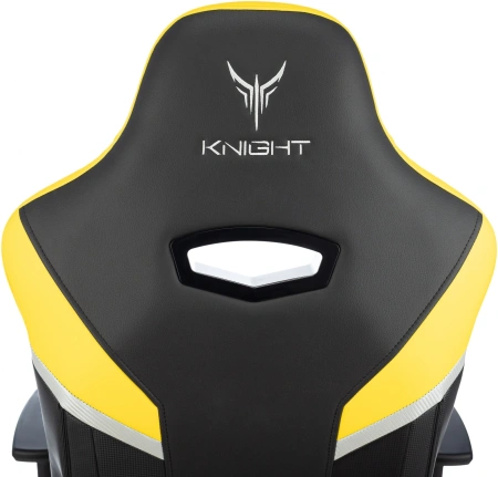 Кресло игровое Knight Thunder 5X черный/желтый эко.кожа крестов. металл