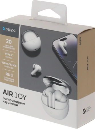 Гарнитура вкладыши Deppa Air Joy белый беспроводные bluetooth (44310)