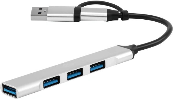 Разветвитель USB-C+ USB-A Digma DHUB-4USB-AC-2.0 4порт. черный