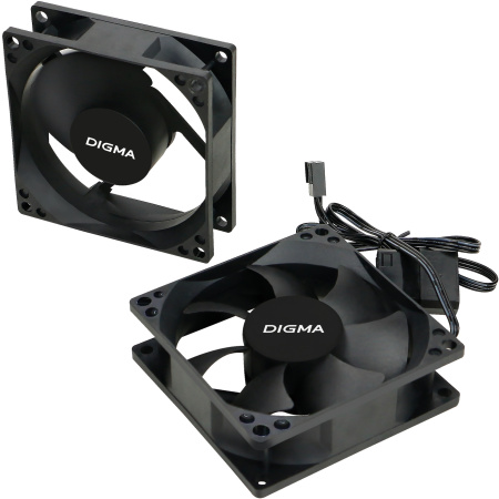 Вентилятор для корпуса Digma DFAN-80 80х80x25 черный 3-pin 4-pin (Molex) 23дБ Ret