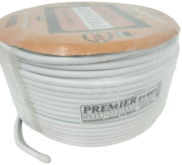Кабель Premier SAT-703B BC WT 100м. белый (21-601 100)
