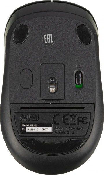 Мышь A4Tech Fstyler FG10S черный/серый оптическая (2000dpi) silent беспроводная USB для ноутбука (4but)