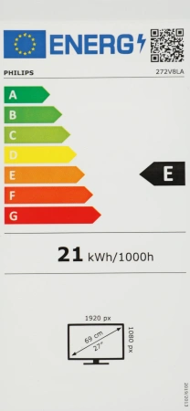 Монитор Philips 27" 272V8LA черный VA LED 16:9 HDMI M/M матовая 250cd 178гр/178гр 1920x1080 75Hz VGA DP FHD 4кг