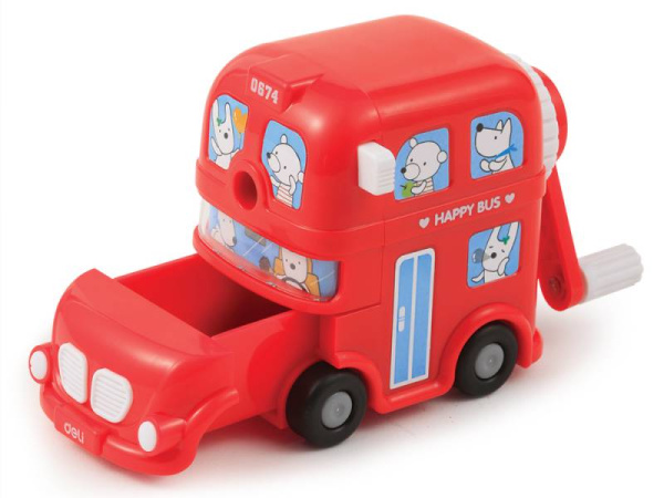 Точилка для карандашей механическая Deli BUS E0674 1 отверстие пластик ассорти коробка