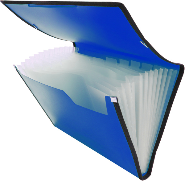 Портфель Бюрократ -BPR13LBLUE 13 отдел. A4 с окантовкой пластик 0.7мм синий