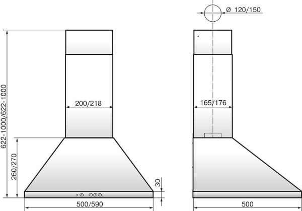 Вытяжка каминная Elikor Вента 50П-430-К3Д топленое молоко управление: кнопочное (1 мотор)