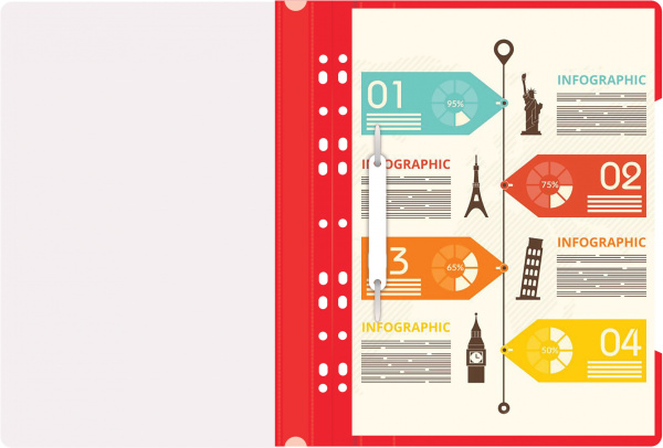 Папка-скоросшиватель Бюрократ PS-P20RED A4 прозрач.верх.лист боков.перф. пластик красный