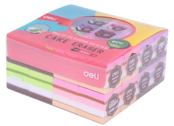 Ластик Deli EH302 прямоугольный 35x35x35мм ассорти индивидуальная картонная упаковка