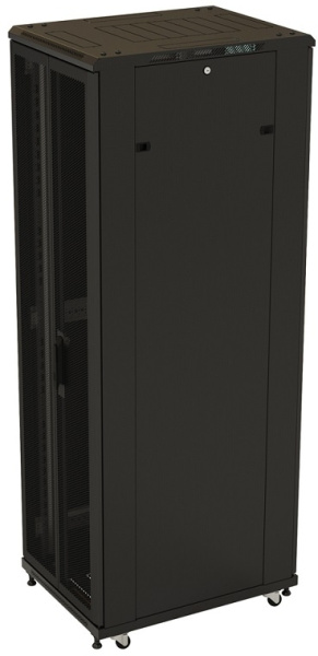Шкаф серверный Hyperline TTBR-4281-DD-RAL9004 напольный 42U 800x1000мм пер.дв.перфор.2ств. задн.дв.п