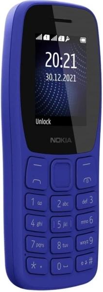 Мобильный телефон Nokia 105 Dual SIM TA-1416 синий моноблок 2Sim 1.77" 120x160 Series 30+ GSM900/1800 Protect MP3 FM microSD