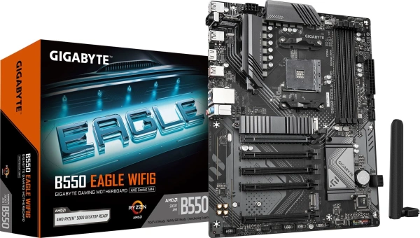 Материнская плата Gigabyte B550 EAGLE WIFI6 Soc-AM4 AMD B550 4xDDR4 ATX AC`97 8ch(7.1) GbLAN RAID+DVI+HDMI