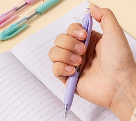 Ручка шариков. автоматическая Deli Every EQ41-BL прозрачный/ассорти d=0.7мм син. черн. резин. манжета