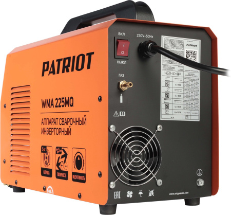 Сварочный полуавтомат Patriot WMA 225MQ инвертор MIG-MAG/ММА 9.4кВт